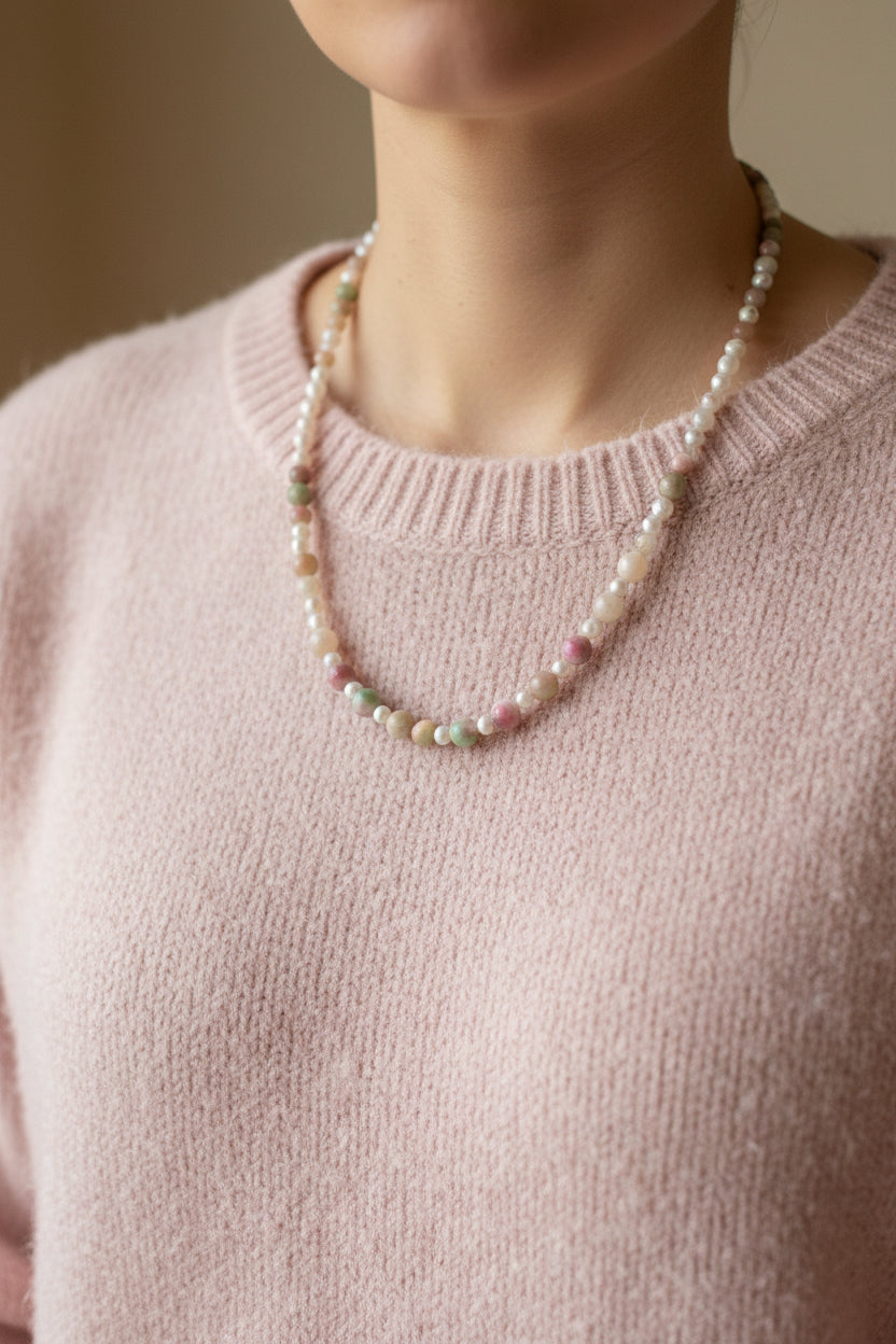 Agate and Freshwater Pearl Necklace
