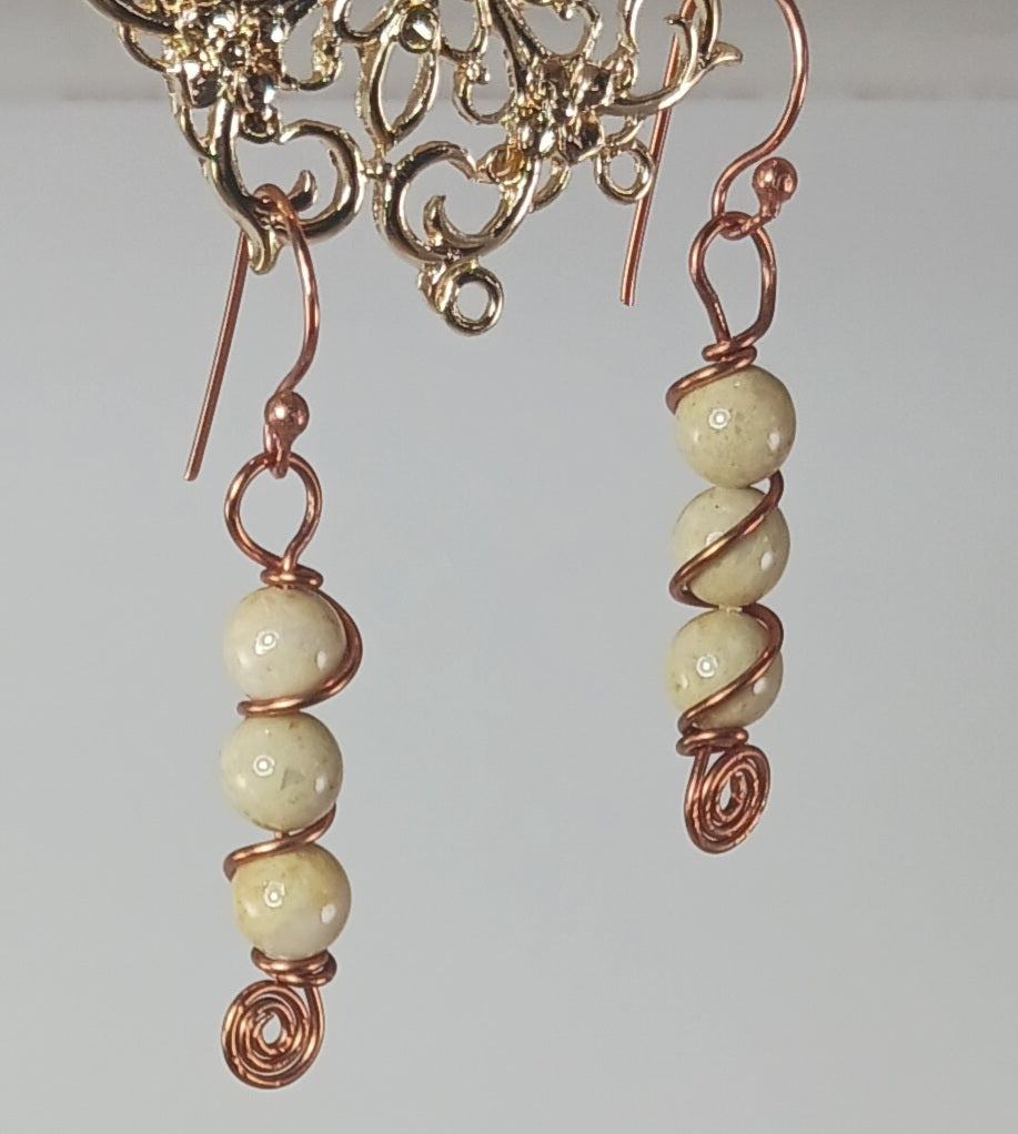 Peridot and Copper Earrings