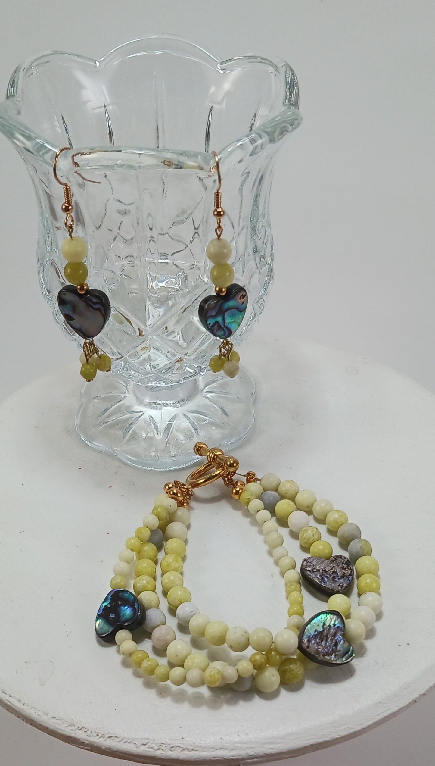 Matching Abalone Shell and Serpentine Set